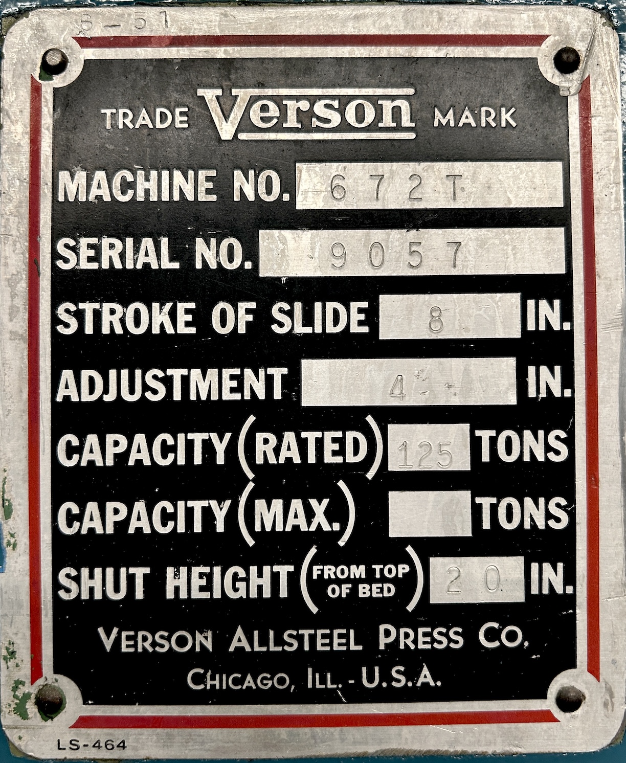 125 Ton Verson Press • Used Verson 672T Press - Image 17
