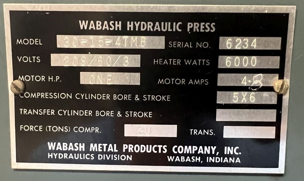 30 Ton Wabash Press • Used Wabash 30-15-4TMB Press - Image 15