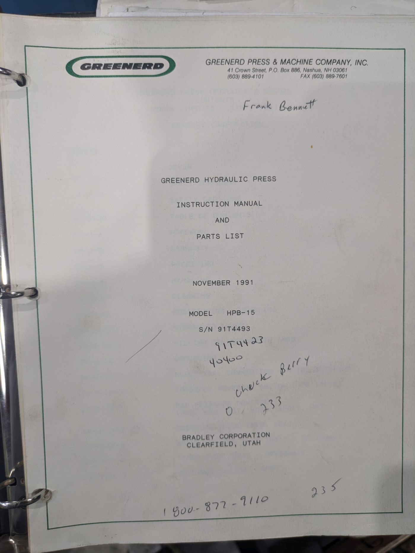 15 Ton Greenerd Press • Used Greenerd HPB15 Press - Image 13