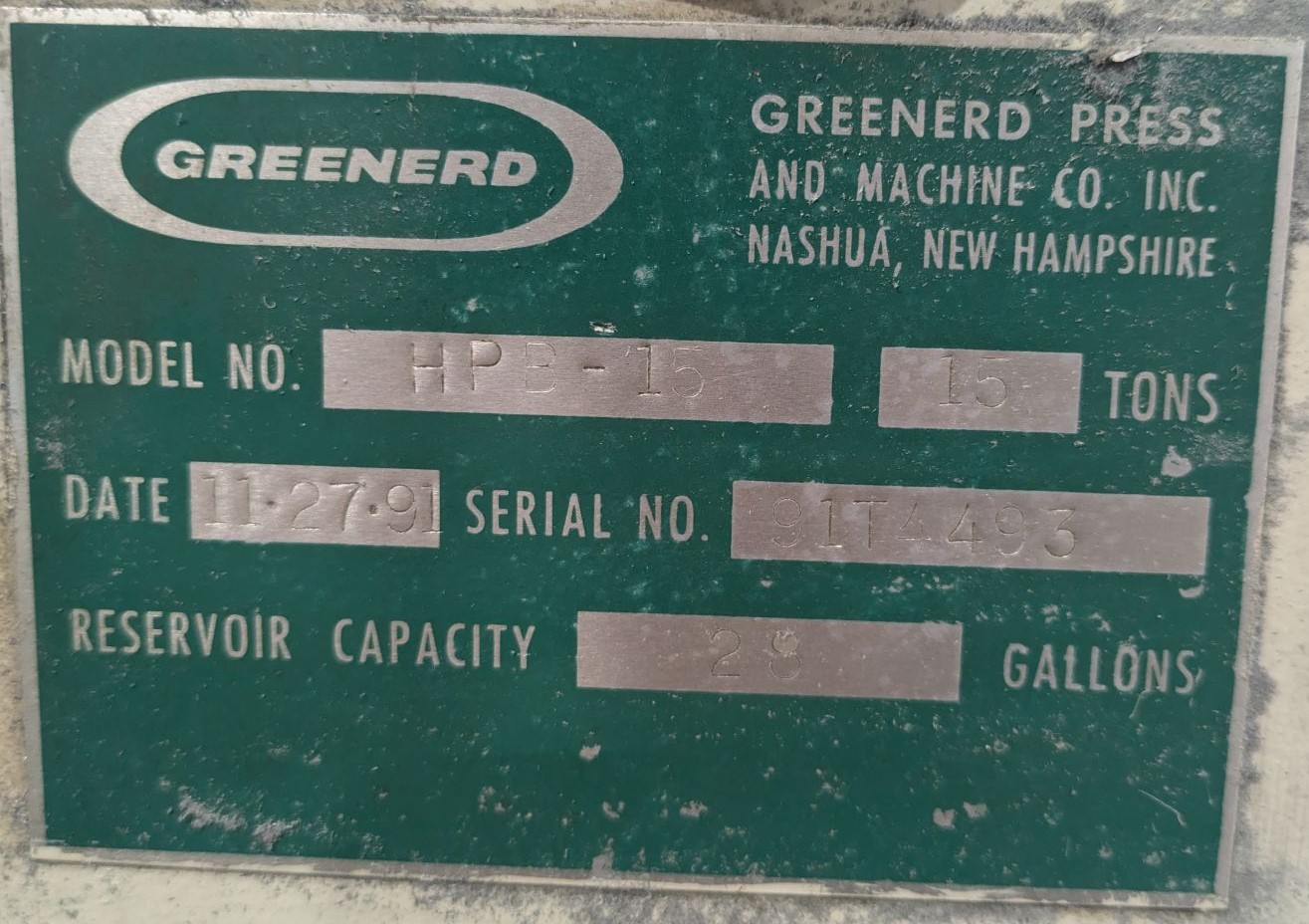 15 Ton Greenerd Press • Used Greenerd HPB15 Press - Image 14