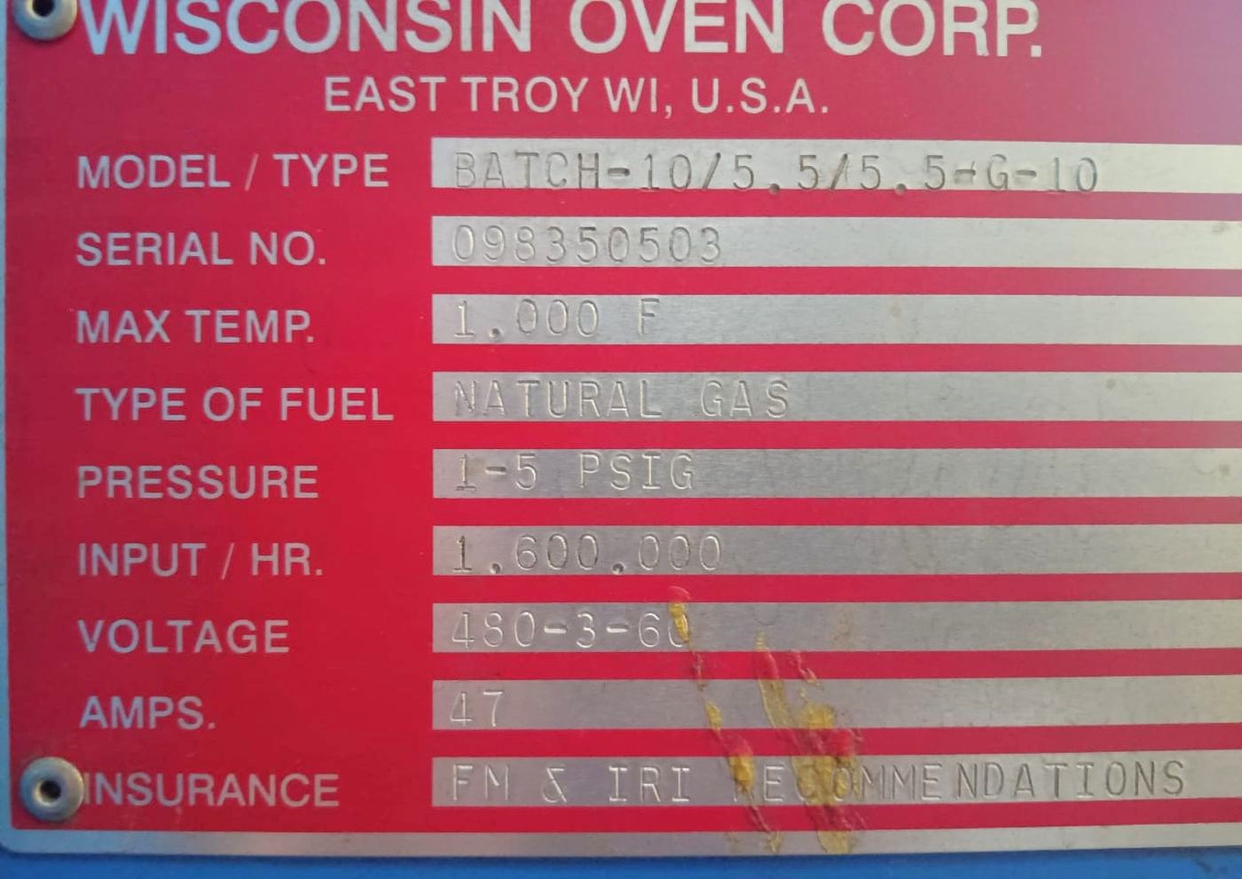 1,000 Degrees F Wisconsin Oven Corp. Batch Oven - Image 5