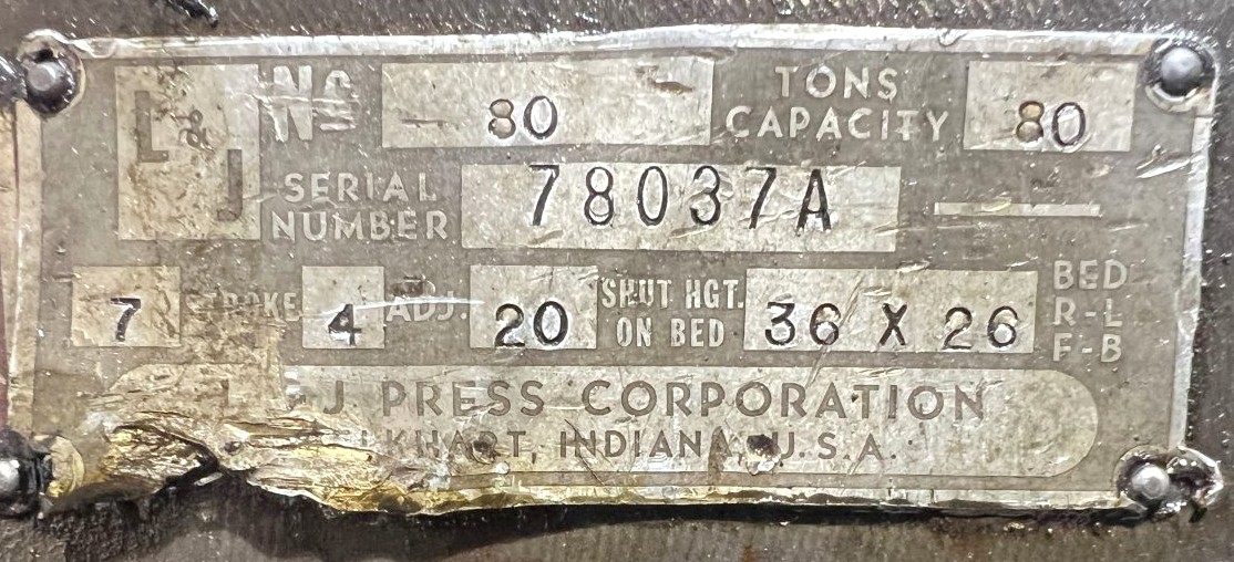 80 Ton L and J Press • Used L and J 80 Press - Image 14
