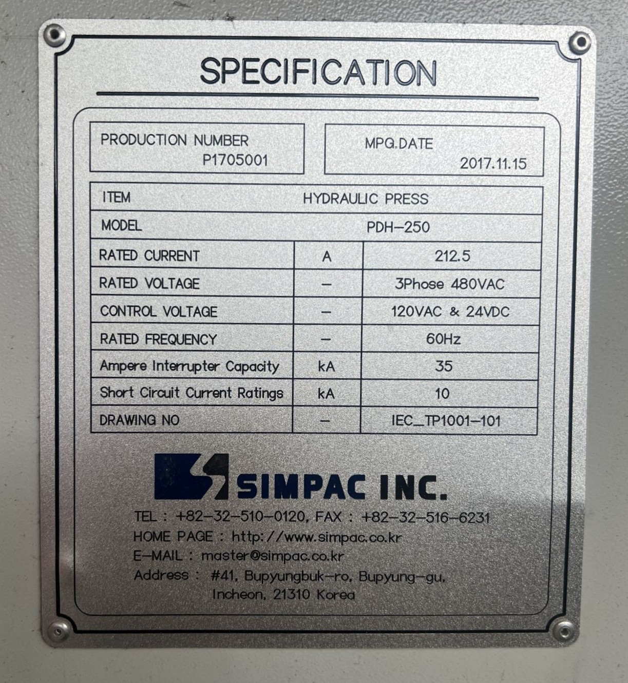 250 Ton Simpac Press • Used Simpac PDH-250 Press - Image 36