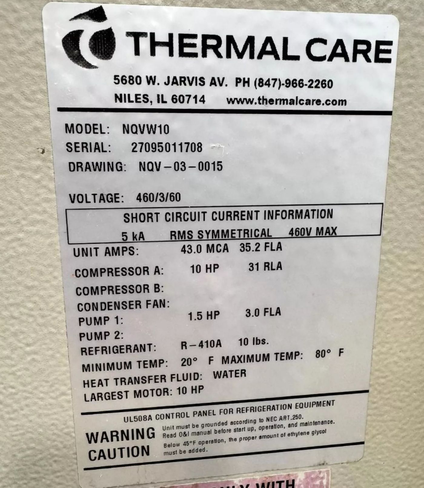 12 Ton Thermal Care NQ Series Portable & Packaged Industrial Chiller - Image 9