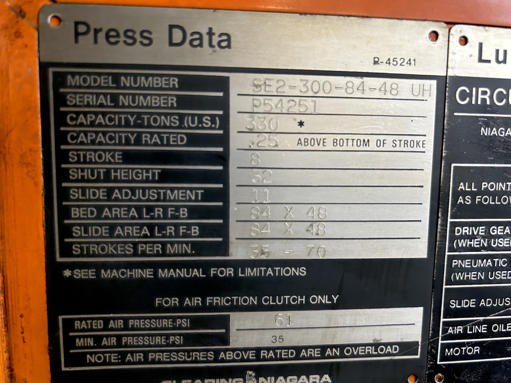 330 Ton Clearing Niagara Press • Used Clearing Niagara SE2-300-84-48-UH Press - Image 15