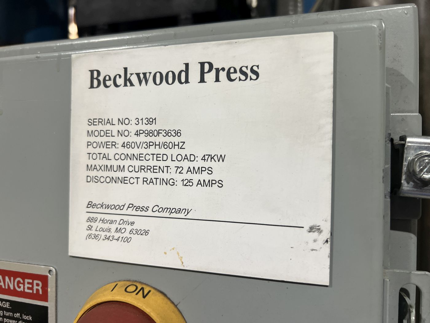 980 Ton Beckwood Press • Used Beckwood 4P980F3636 Press - Image 17