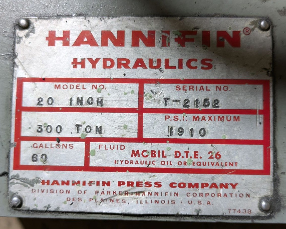 300 Ton Hannifin Press • Used Hannifin 20 INCH Press - Image 21